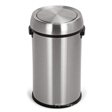 Standard size stainless steel garbage bin with push cover